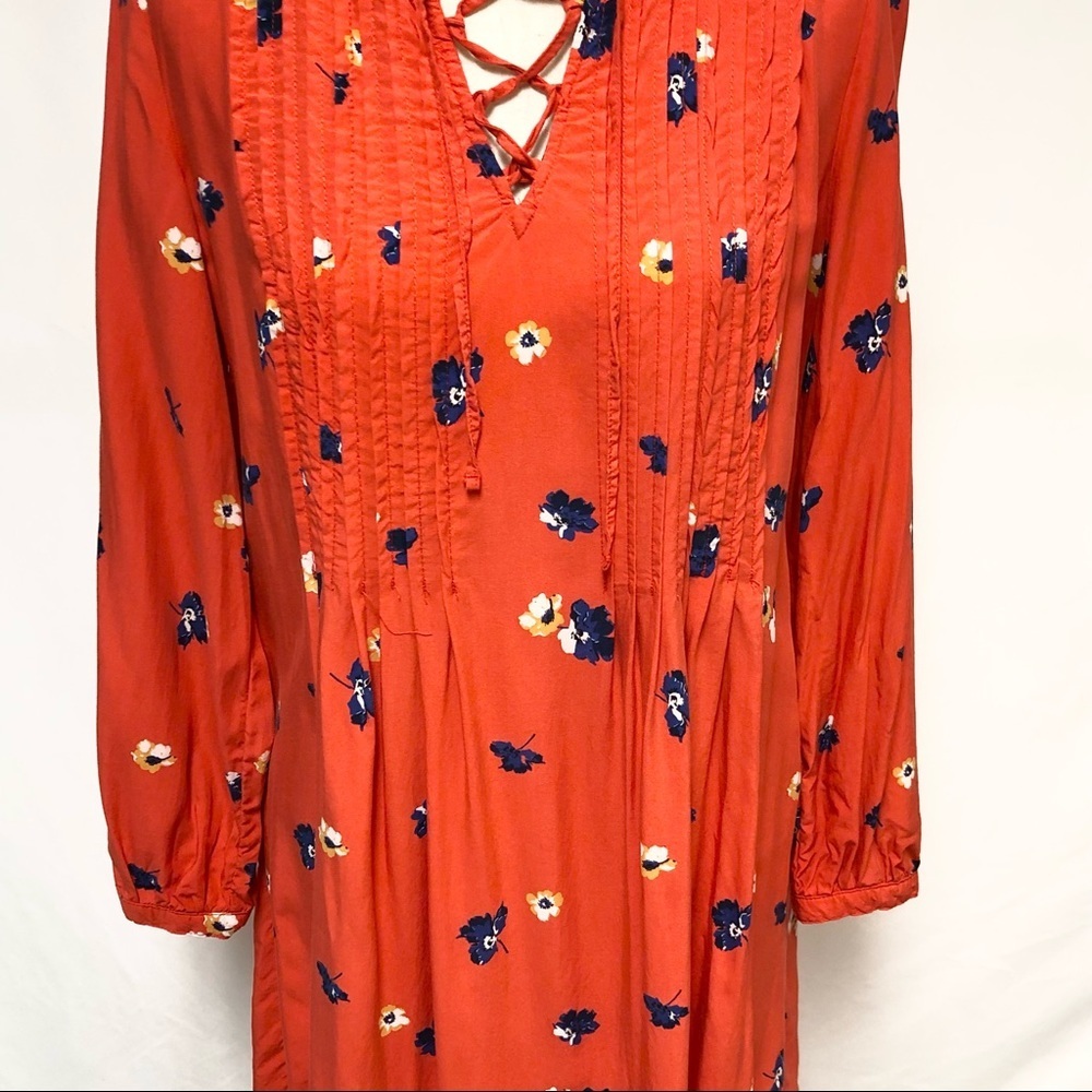 Old Navy Lace Up Neckline Floral Print Dress Sz M - Picture 5 of 10